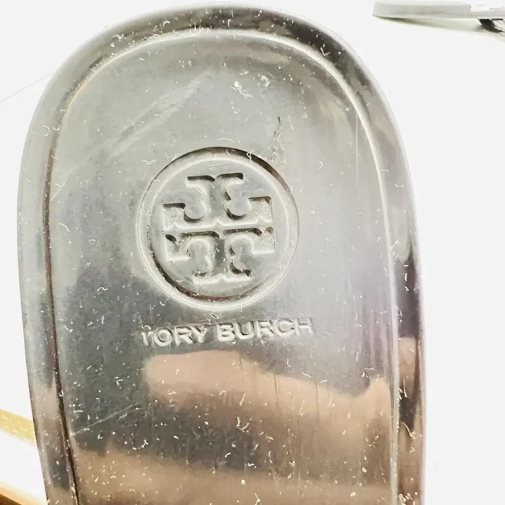Tory Burch Sandals Womens 11 Black Rubber Jelly Thong Logo Medallion Shoes